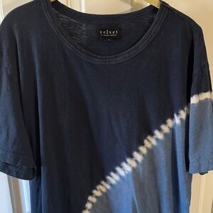 Velvet Men's Short Sleeve Navy and White Tee